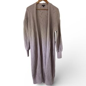 Express Long Knit Open-Front Cardigan – Size S, Light Mauve